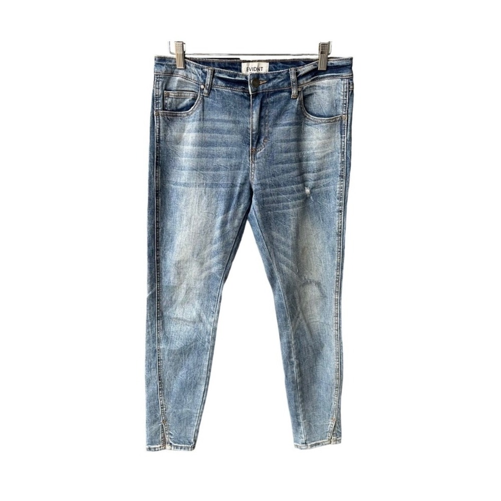 Evidnt Jeans Pants Medium Blue Wash Denim Split Hem Skinny Streetwear Size 28